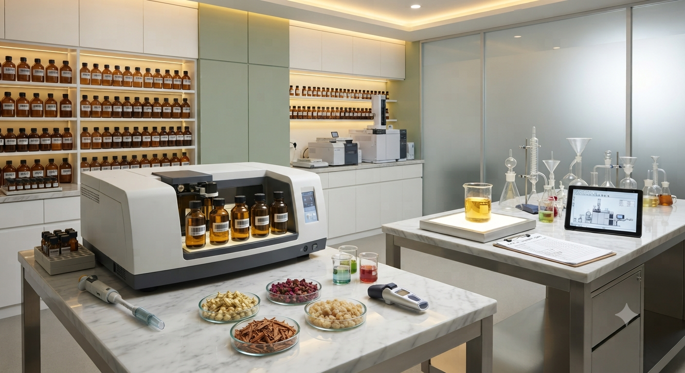Quality control and fragrance testing laboratory at Anukampa International